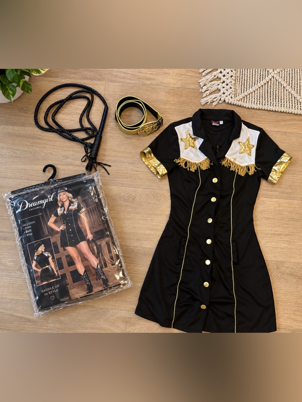 Dreamgirl Cowgirl/ Black and Gold Sheriff-Inspired Mini Dress
